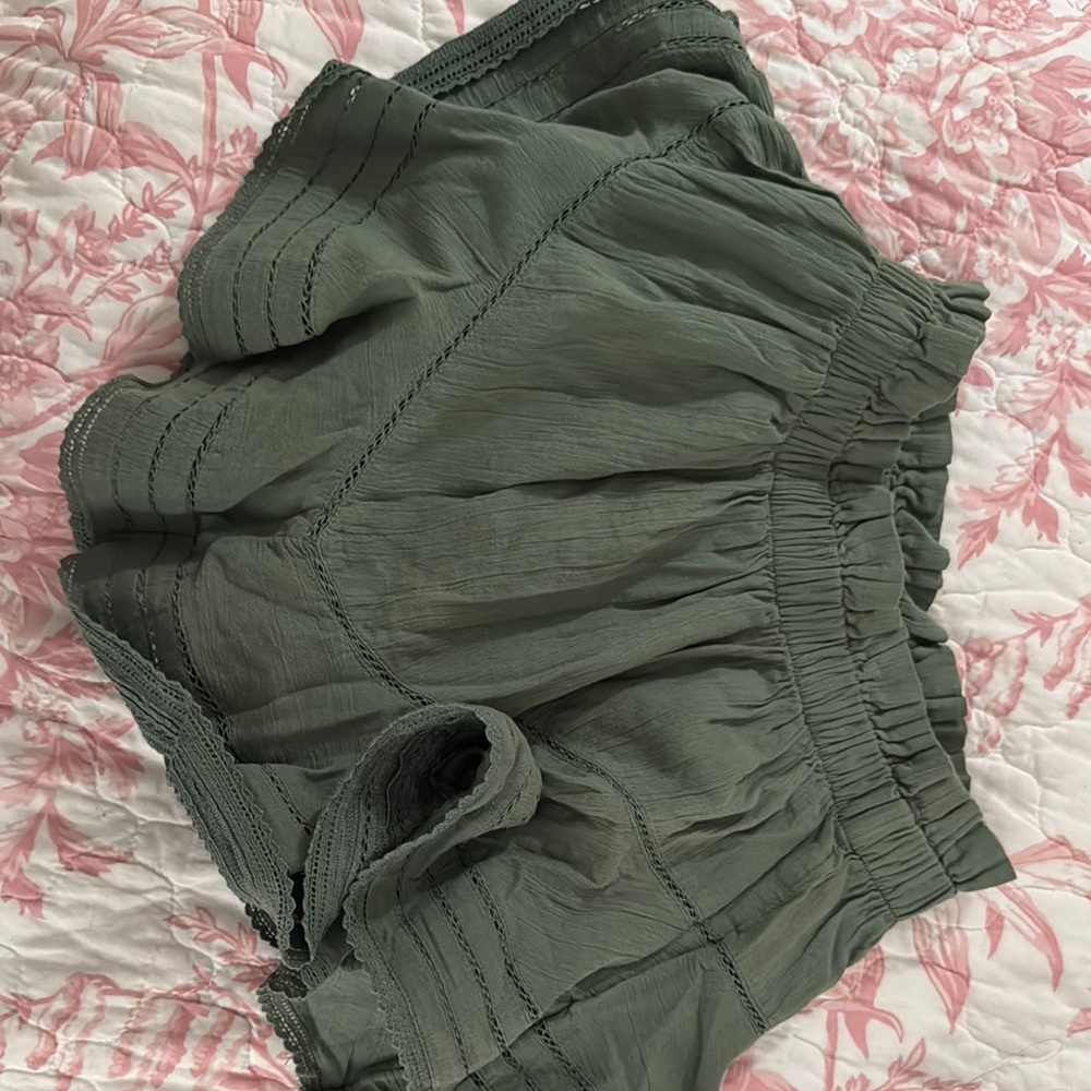 Aerie High Waist Green Shorts with Elastic Waistband